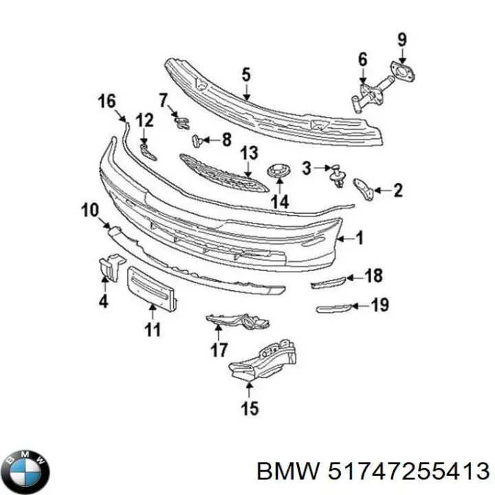 Kierownica powietrza (deflektor) chłodnicy BMW 51747255413 cena, od 101,26 USD