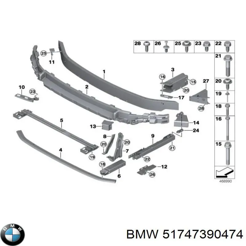 51747390474 BMW Kierownica powietrza (deflektor) chłodnicy