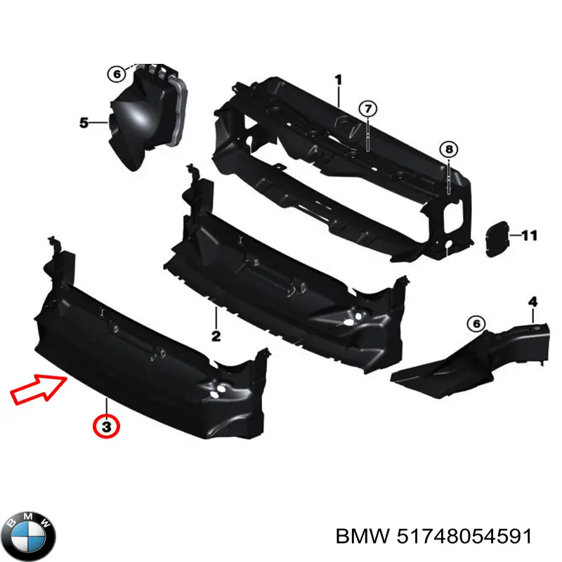 51748054591 BMW Kierownica powietrza (deflektor) chodnicy dolna