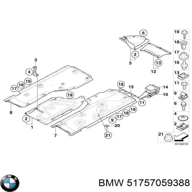 Osłona podwozia, część środkowa BMW 51757059388 cena, od 69,52 USD
