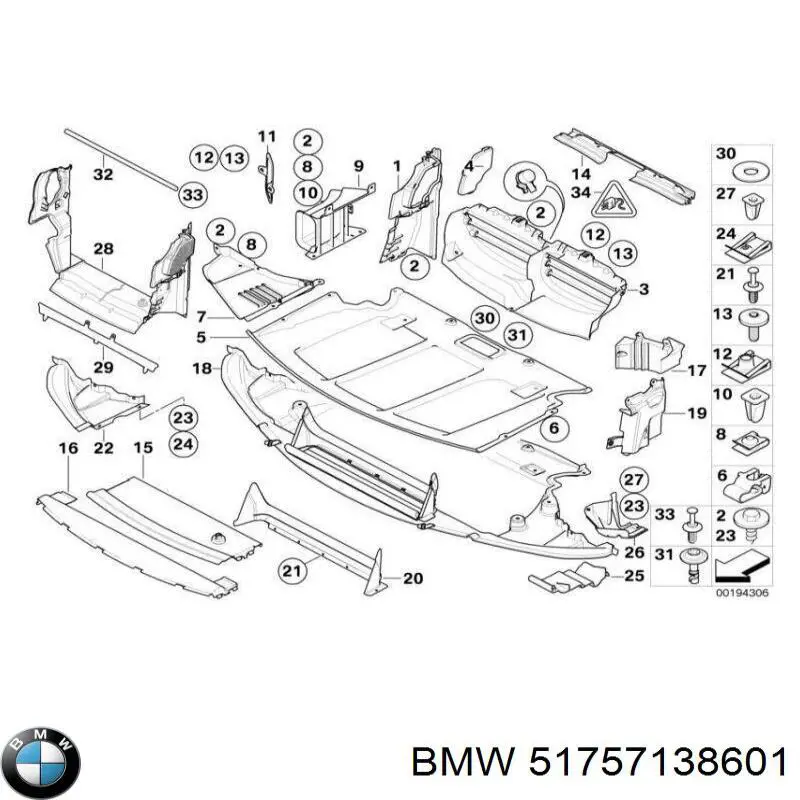 Osłona silnika, miski (przedziału silnika) BMW 51757138601 cena, od 32,96 USD