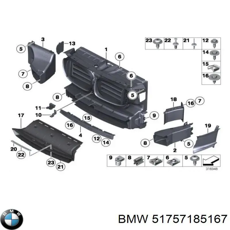 Kierownica powietrza (deflektor) chodnicy lewa BMW 51757185167 cena, od 23,54 USD