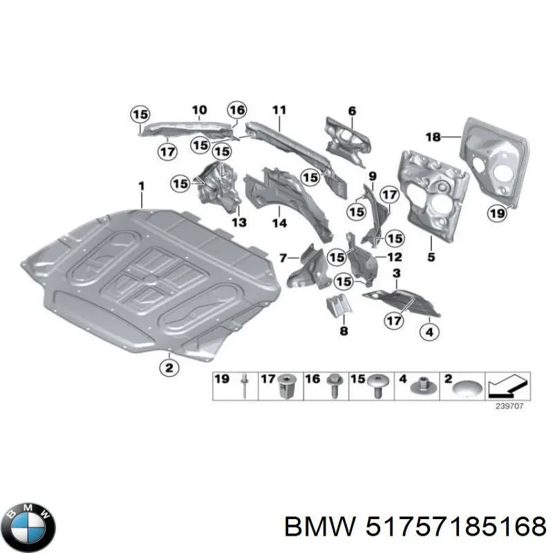 Do koszyka 51757185168 BMW Kierownica powietrza (deflektor) chodnicy prawa