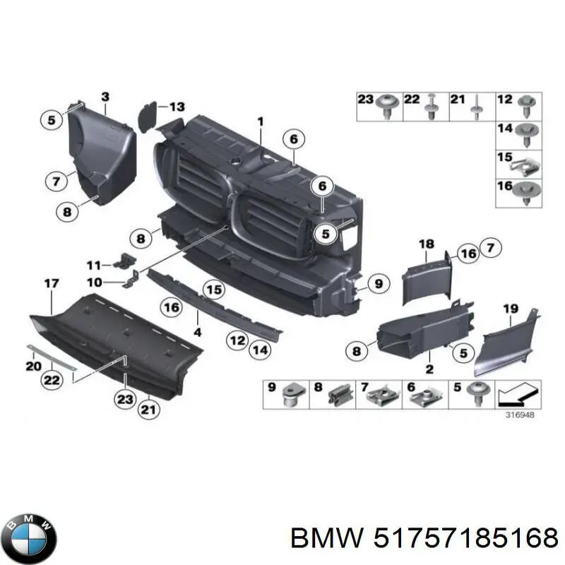 Kierownica powietrza (deflektor) chodnicy prawa do BMW 5 (F10)