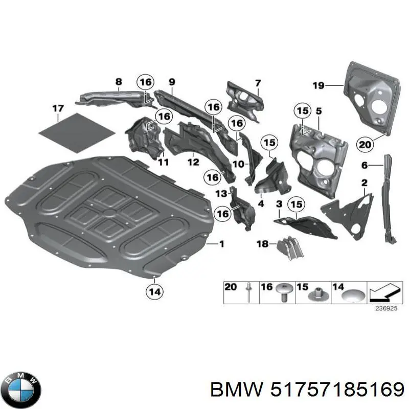 Wygluszenie maski BMW 51757185169 cena, od 27,80 USD
