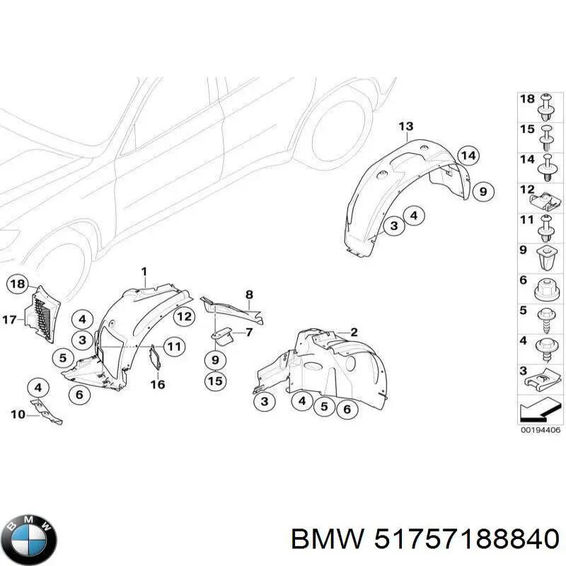 Chlapacz przedni prawy do BMW X5 (E70)