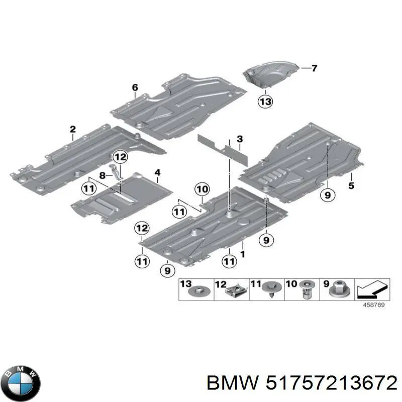 Osłona podłogi przednia prawa BMW 51757213672 cena, od 82,31 USD
