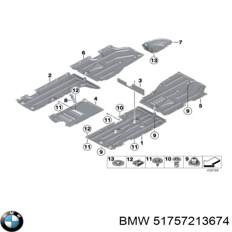 51757213674 BMW Osłona podwozia tylna prawa