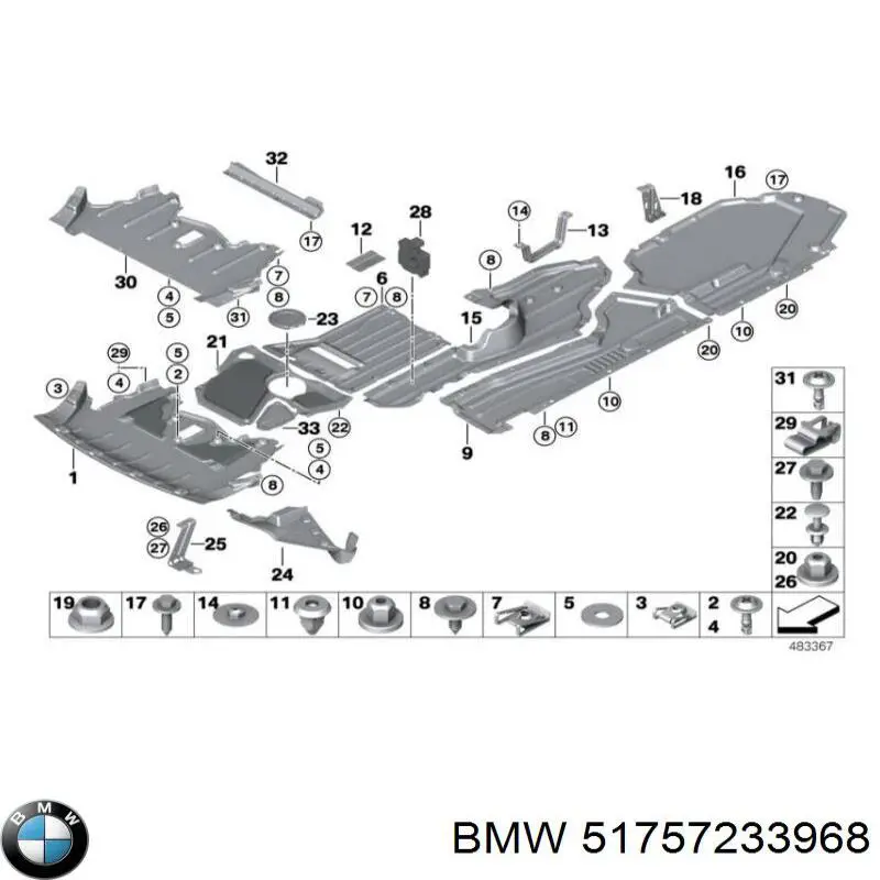 51757233968 BMW Osłona silnika, miski (przedziału silnika)