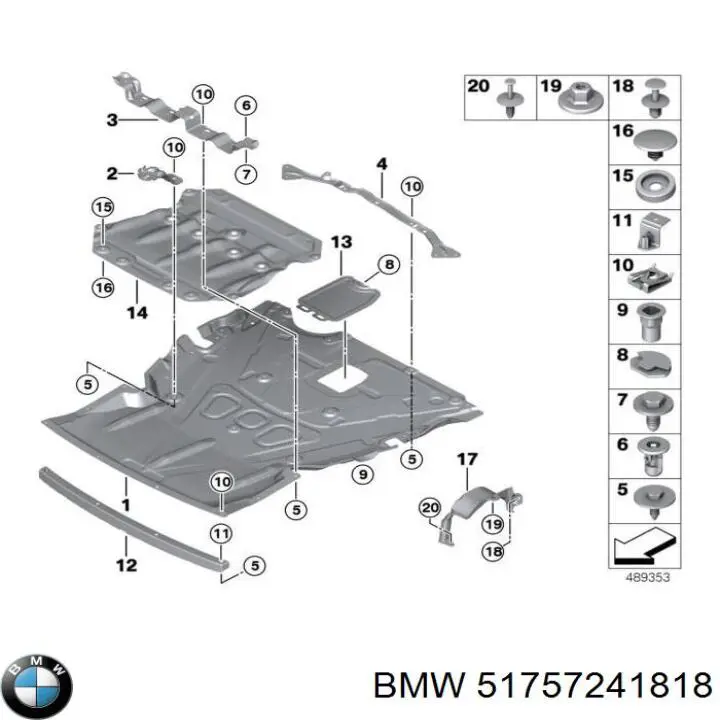 51757241818 BMW osłona silnika, miski (przedziału silnika)