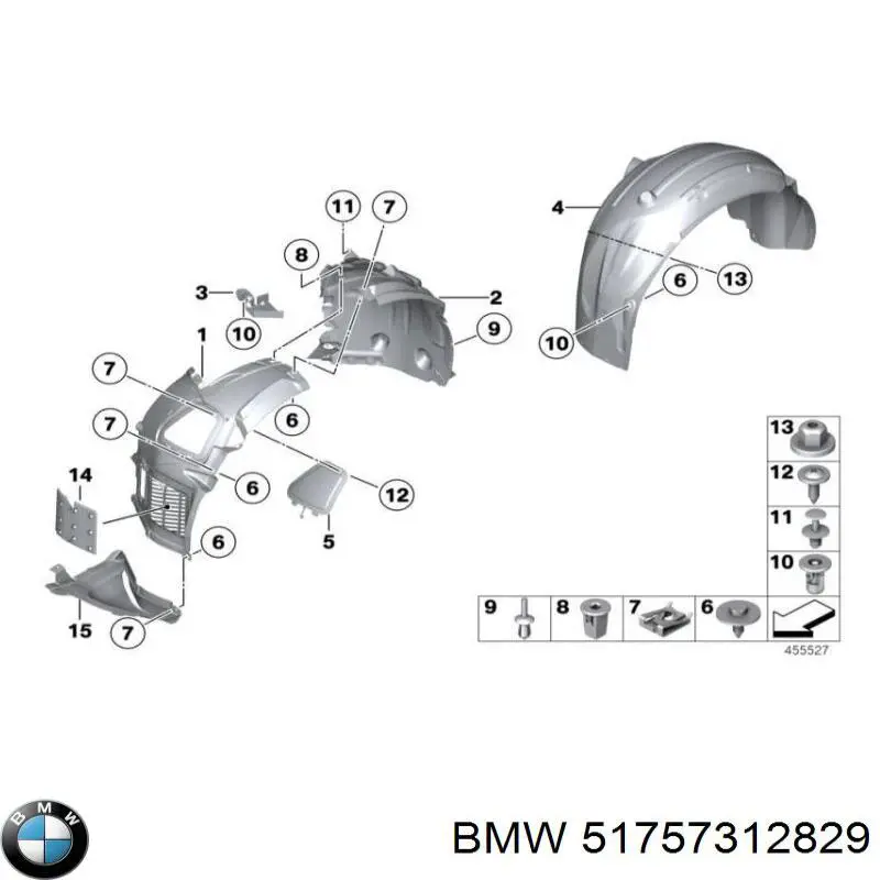 Nadkole błotnika przedniego lewe przednie BMW 51757312829 cena, od 23,41 USD
