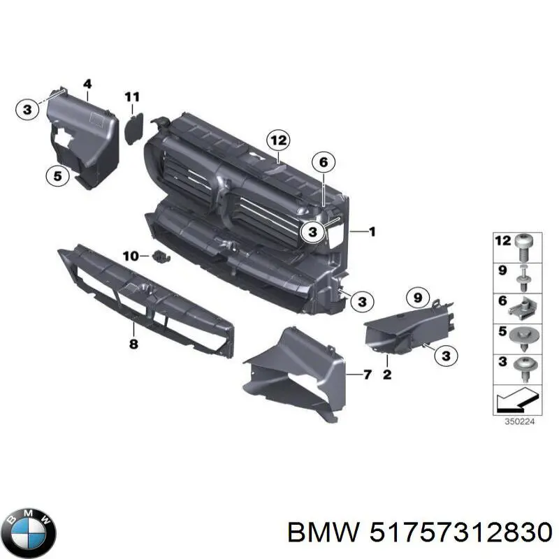 Osłona zderzaka przedniego prawa BMW 51757312830 cena, od 24,57 USD