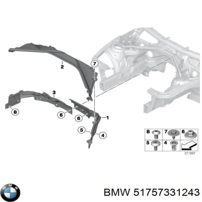 51757331243 BMW Ścianka przedziału silnika