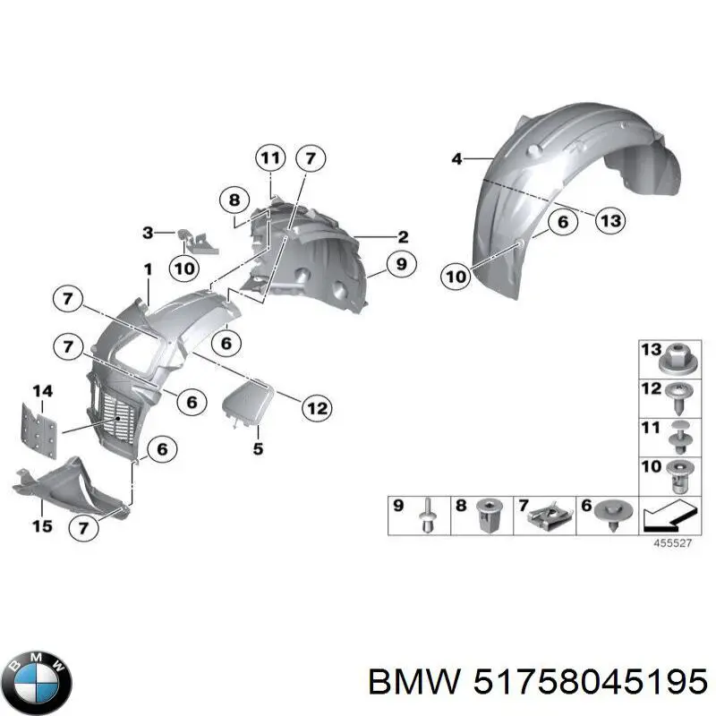 Do koszyka 51758045195 BMW Nakładka ochronna na błotnik przedni