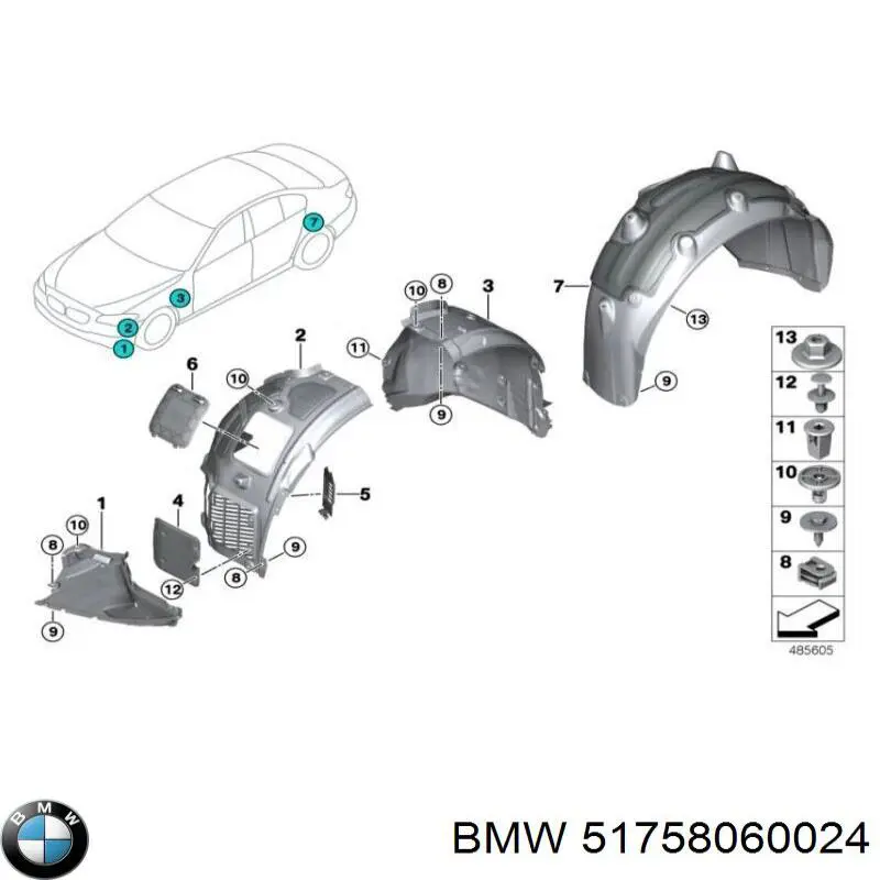 51758060024 BMW Osłona zderzaka przedniego prawa
