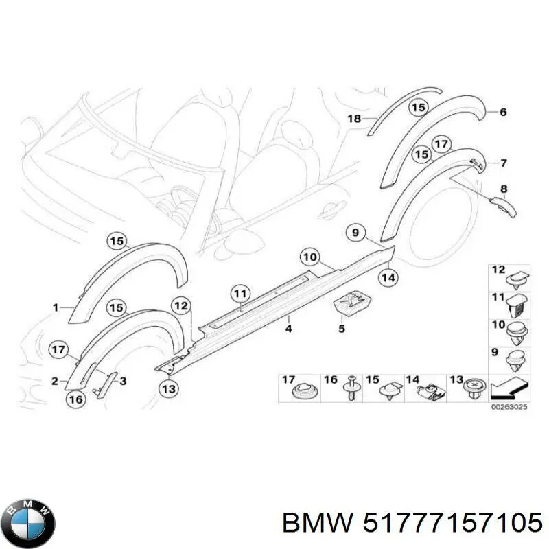 51777157105 BMW Poszerzenie (nakładka) reperaturki tylnego błotnika lewy