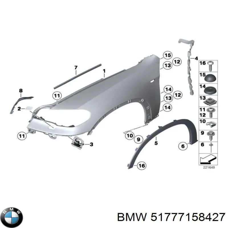 51777158427 BMW Poszerzenie (nakładka) reperaturki błotnika przedniego lewy
