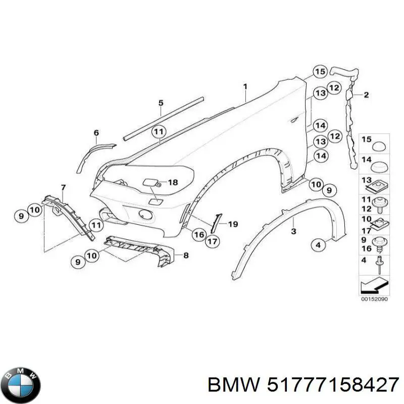 Poszerzenie (nakładka) reperaturki błotnika przedniego lewy BMW 51777158427 cena, od 27,80 USD