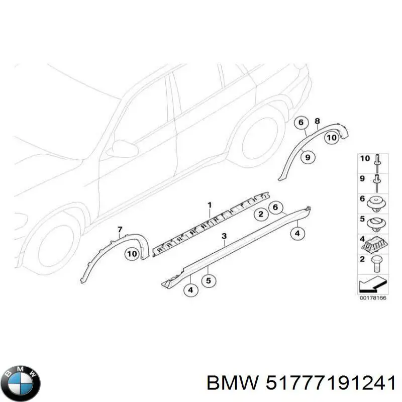 Nakładka (listwa ochronna) na próg zewnętrzna lewa do BMW X5 (E70)