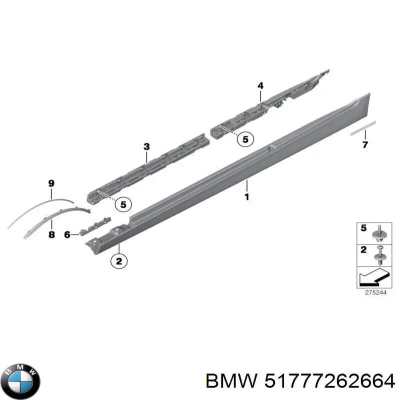 Próg zewnętrzny prawy do BMW 5 (F10)