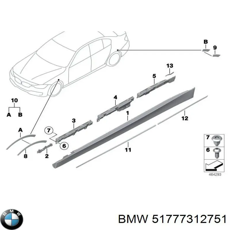 Nakładka (listwa ochronna) na próg zewnętrzna lewa BMW 51777312751 cena, od 115,77 USD