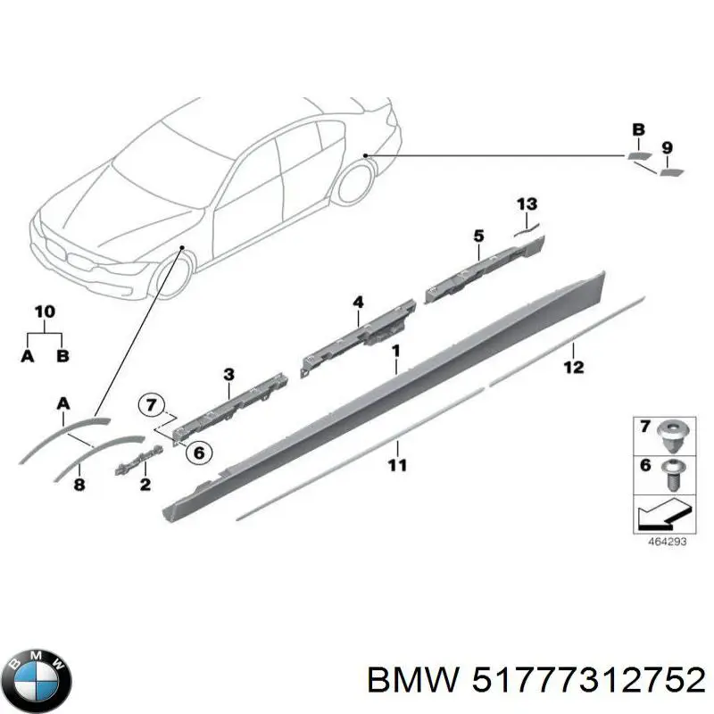 Nakładka (listwa ochronna) na próg zewnętrzna prawa BMW 51777312752 cena, od 171,96 USD