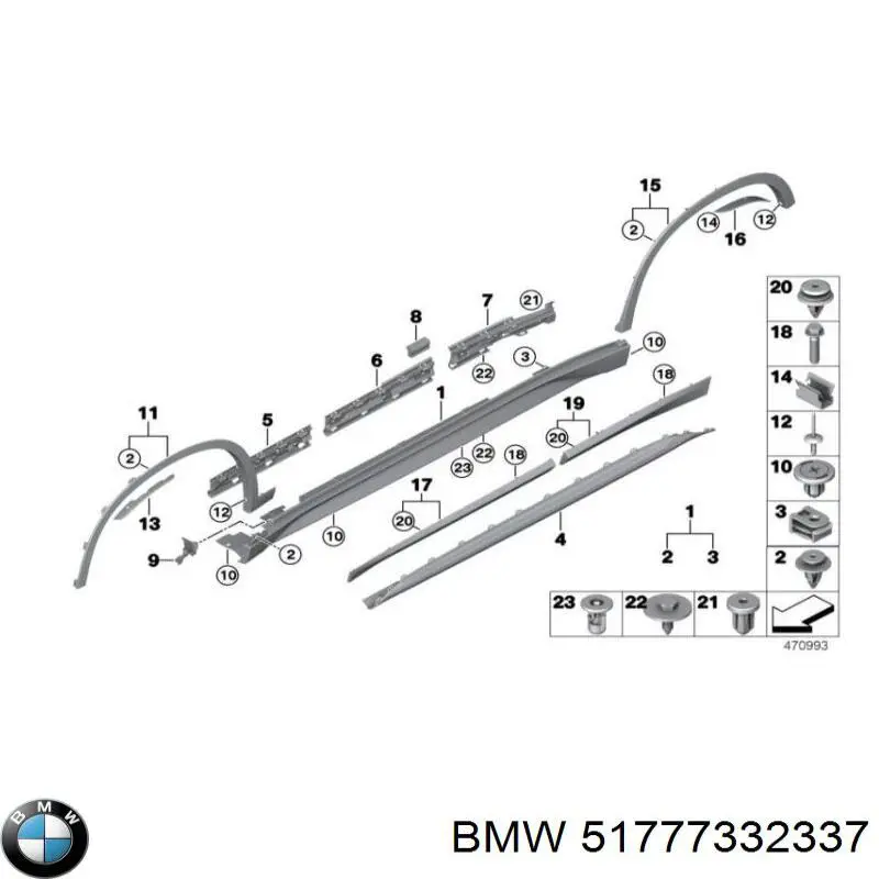 Poszerzenie (nakładka) reperaturki błotnika przedniego lewy do BMW X1 (F48)