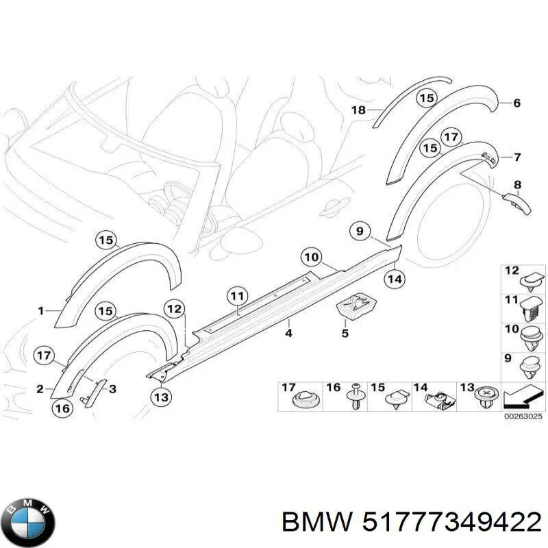 Poszerzenie (nakładka) reperaturki błotnika przedniego prawy BMW 51777349422 cena, od 62,99 USD