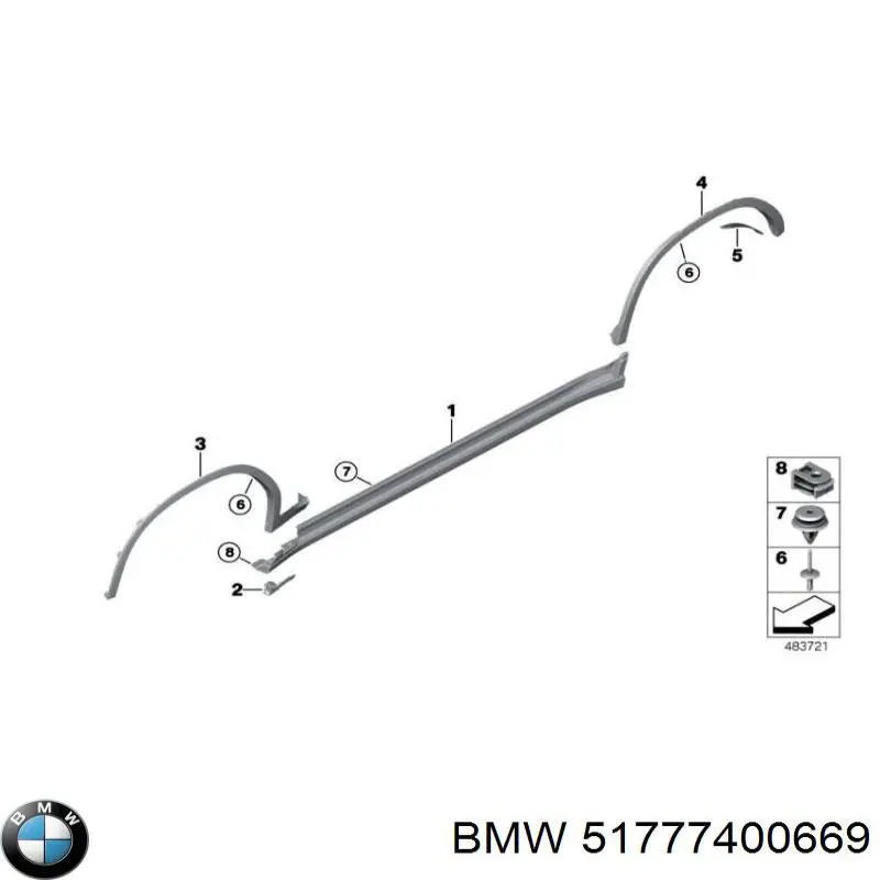 51777400669 BMW Poszerzenie (nakładka) reperaturki tylnego błotnika lewy