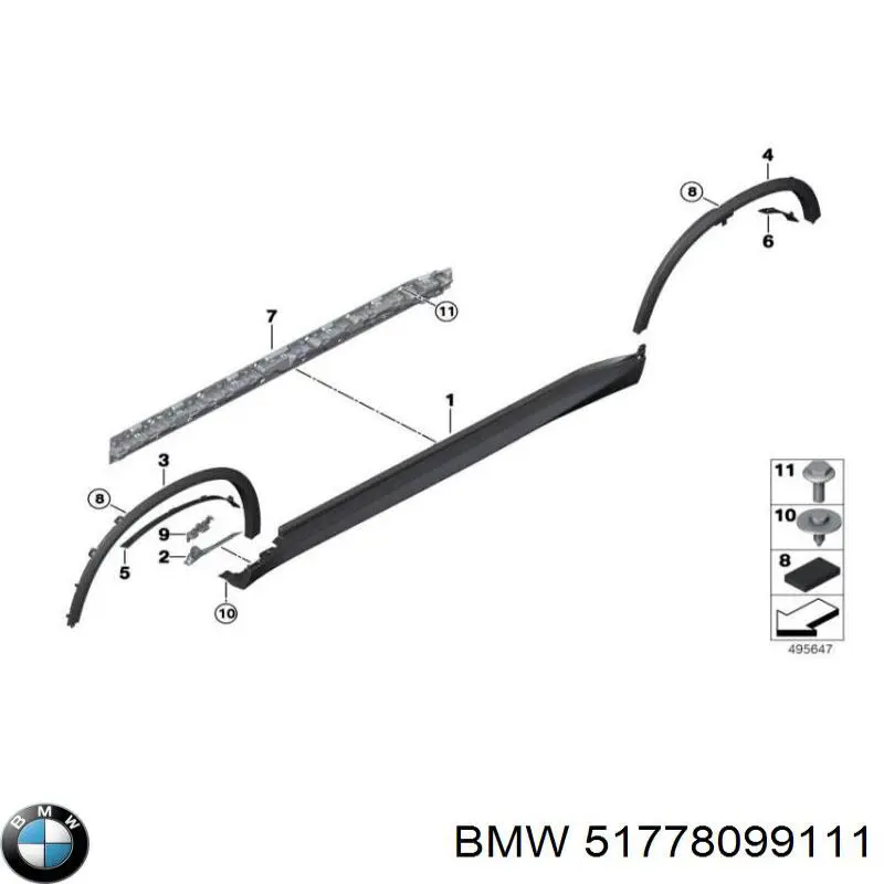 51778099111 BMW Nakładka (listwa ochronna) na próg zewnętrzna lewa
