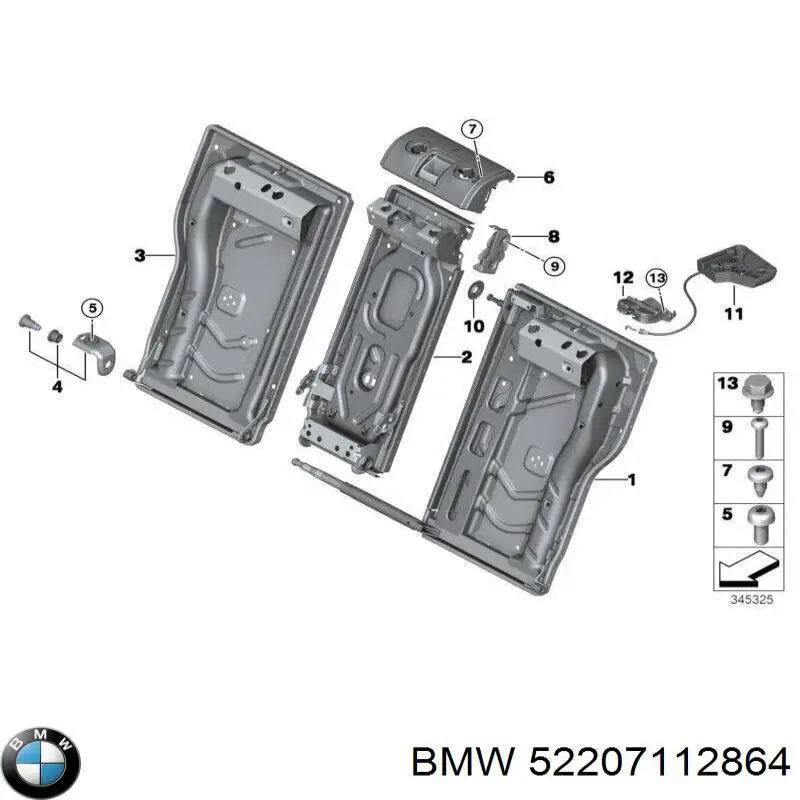 52207112864 BMW Zamek drzwi tylnych prawych