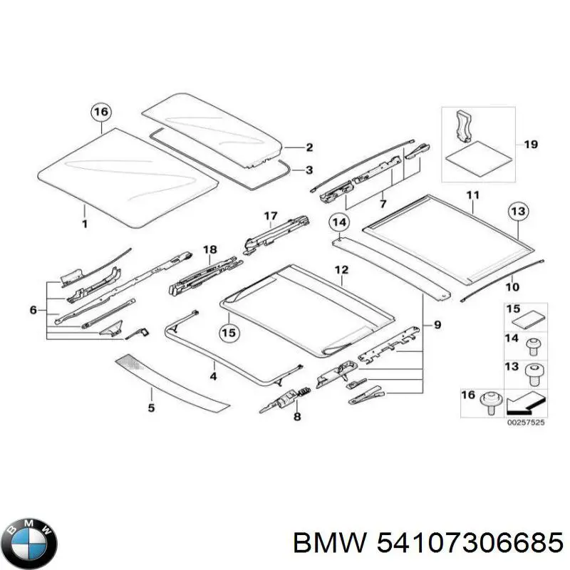 54107306685 BMW prowadnica szyberdachu