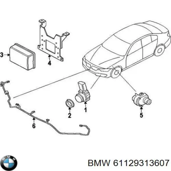 Do koszyka 61129260019 BMW Przewód czujnika parkowania zderzaka przedniego