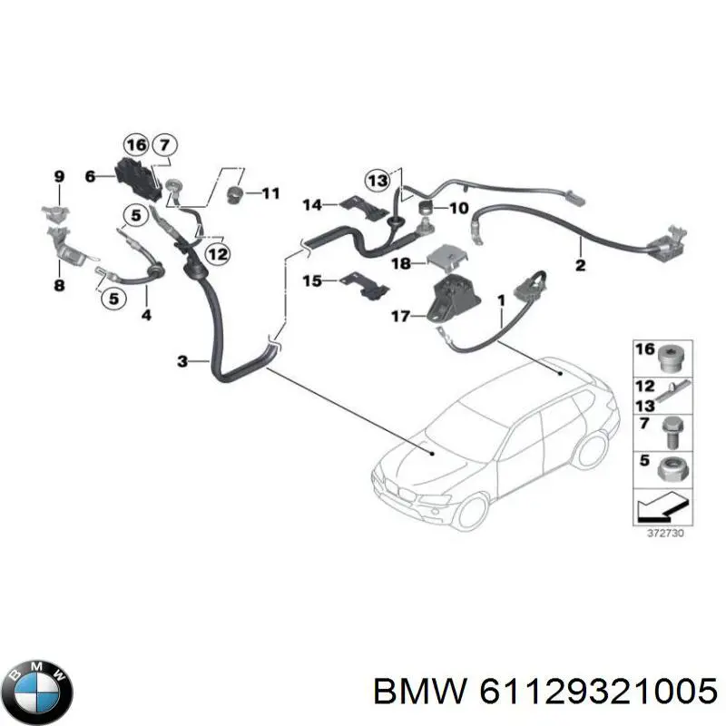 Kabel klemy plusowej akumulatora BMW 61129321005 cena, od 57,78 USD