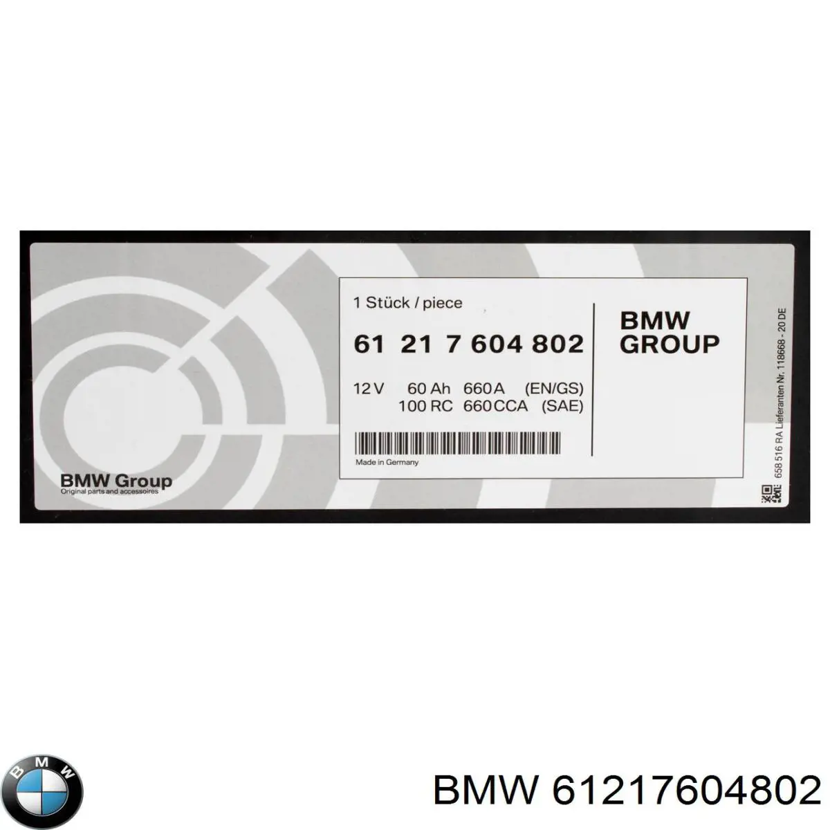 Bateria (akumulator) BMW 61217604802 cena, od 178,79 USD