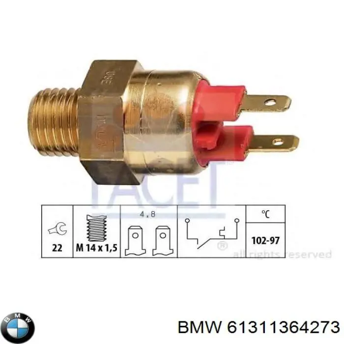 Do koszyka 61311364273 BMW Czujnik temperatury płynu chłodzącego (włączenia wentylatora chłodnicy)