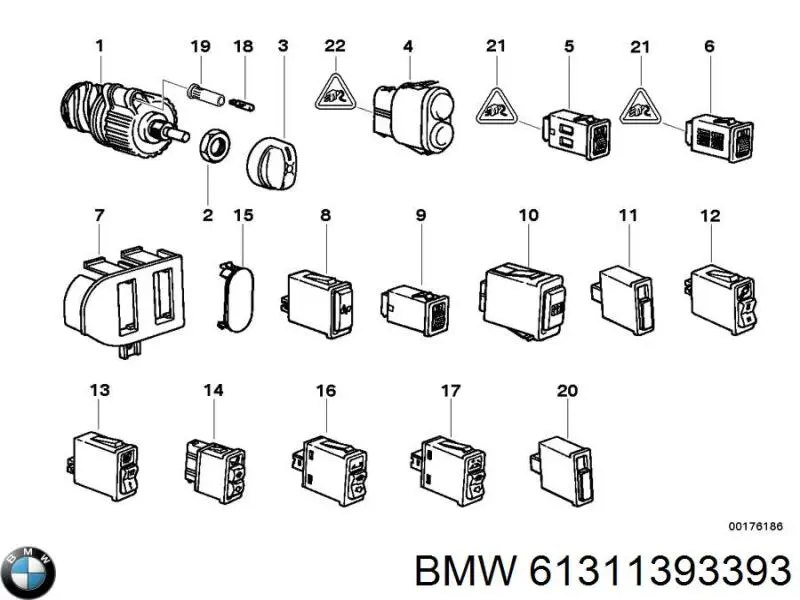 Przełącznik światła reflektorów na "torpedo" BMW 61311393393 cena, od 46,21 USD