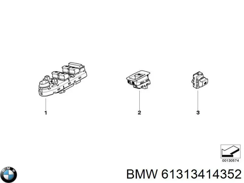 61313414352 BMW Panel przyciskowy sterowania podnośnikiem szyby przedni lewy