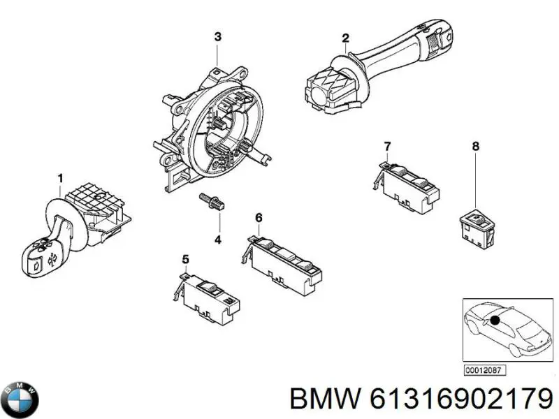 Włącznik przyciskowy podnośnika szyby przedni prawy BMW 6902179 cena, od 45,97 USD