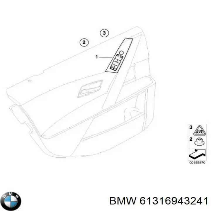 6939090 BMW Panel przyciskowy sterowania podnośnikiem szyby przedni lewy