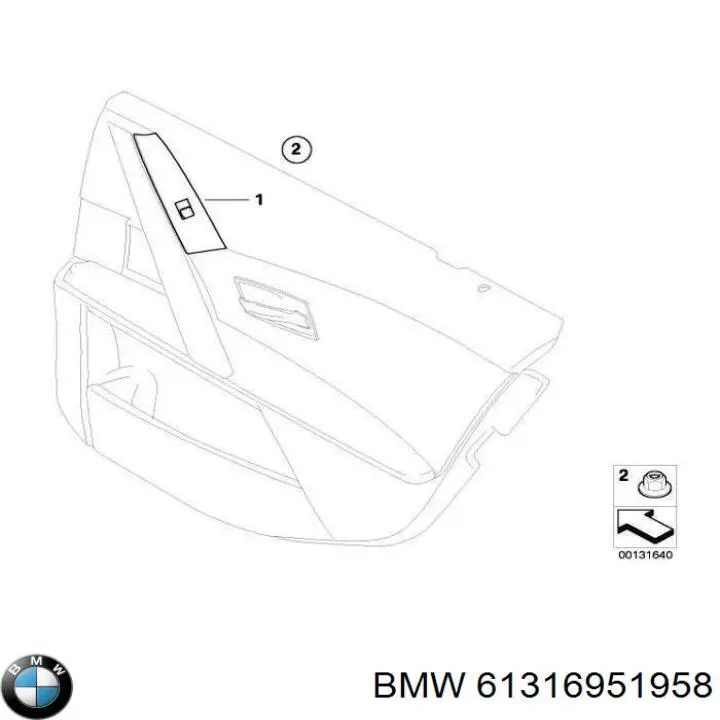 61316927662 BMW włącznik przyciskowy podnośnika szyby przedni prawy