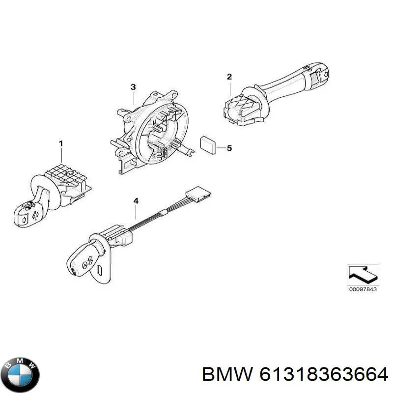 Do koszyka 61318363664 BMW Przełącznik zespolony prawy