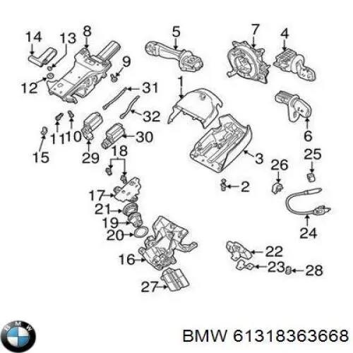 Przełącznik zespolony lewy BMW 61318363668 cena, od 40,86 USD