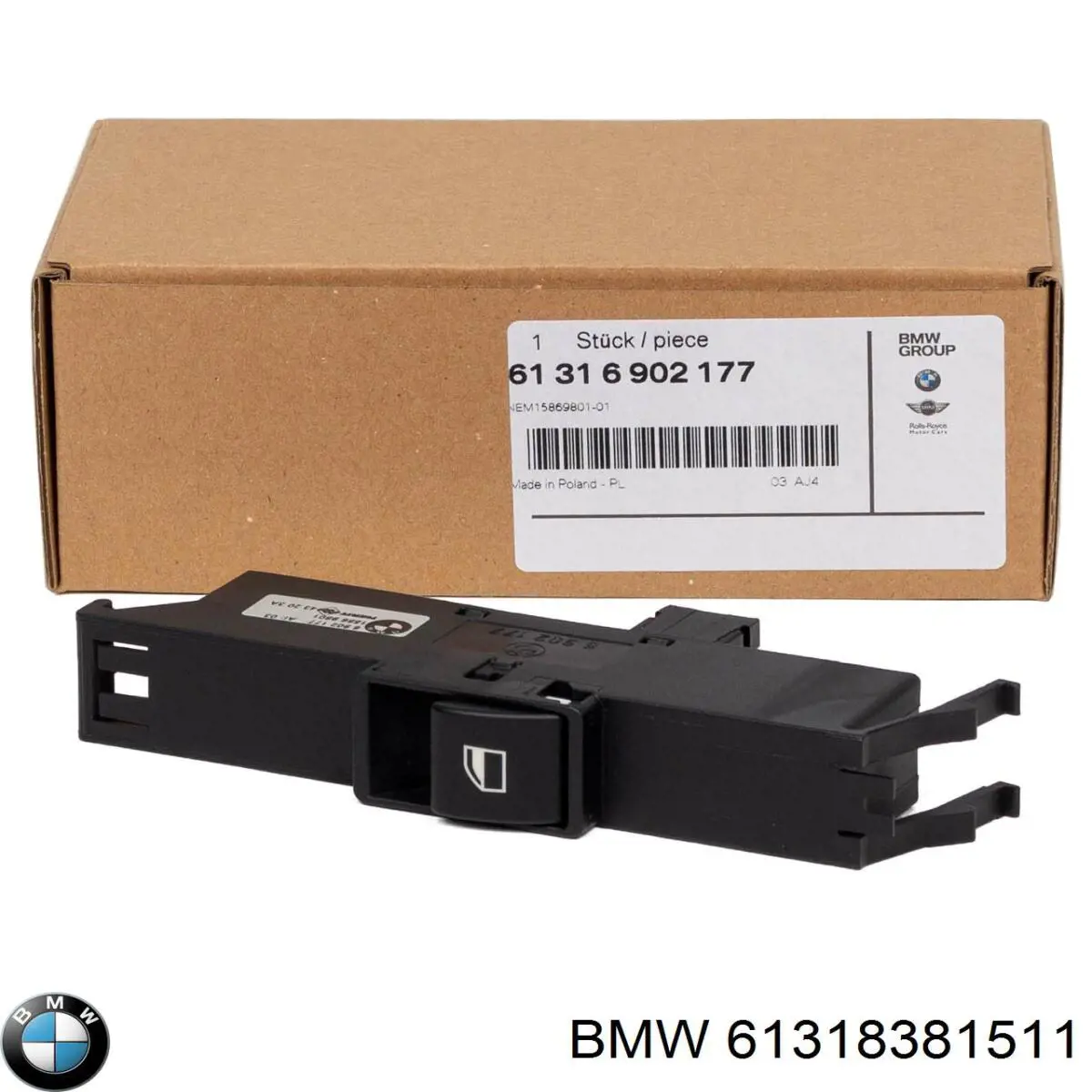 Włącznik przyciskowy podnośnika szyby przedni lewy BMW 61318381511 cena, od 45,97 USD