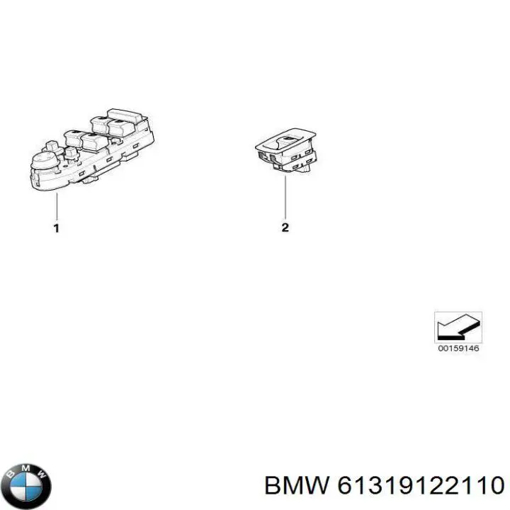 61319122110 BMW Panel przyciskowy sterowania podnośnikiem szyby przedni lewy