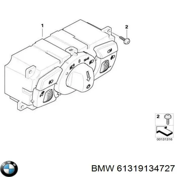 61319134727 BMW przełącznik światła reflektorów na "torpedo"