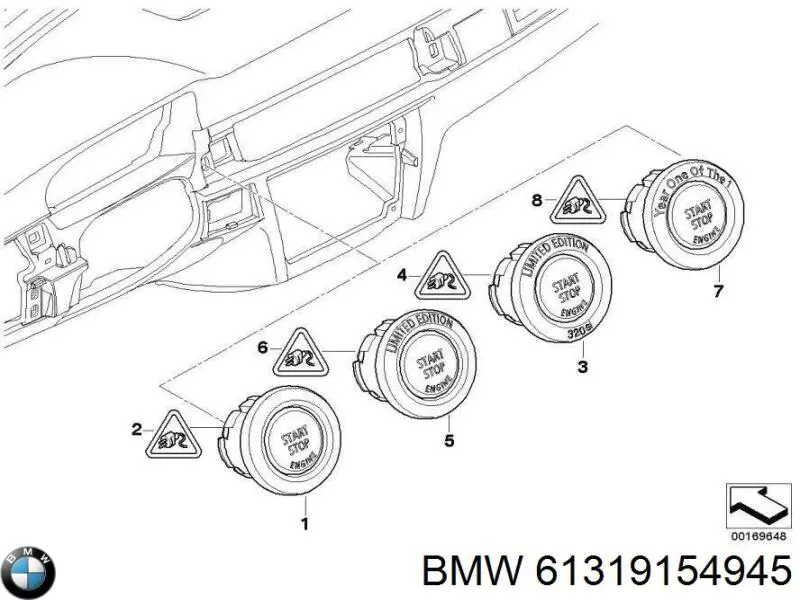 61319154945 BMW Przycisk uruchamiania silnika