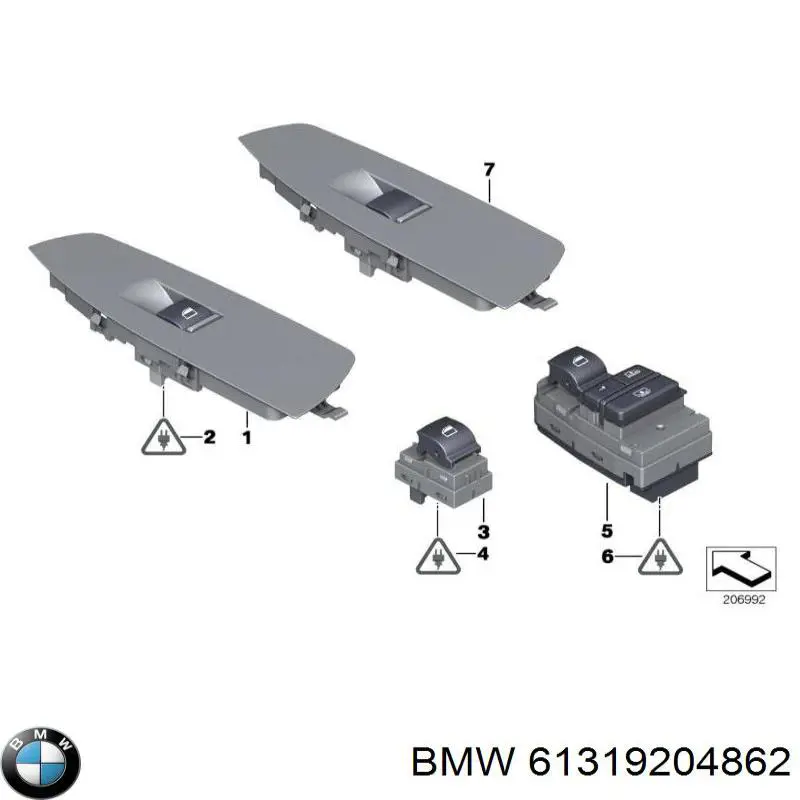 Panel przyciskowy sterowania podnośnikiem szyby tylny do BMW 7 (F01, F02, F03, F04)