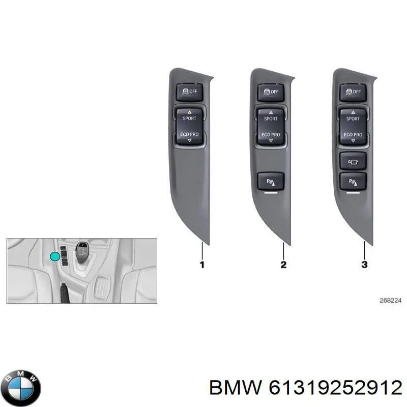 61319252912 BMW Blok przycisków na środkowej konsoli