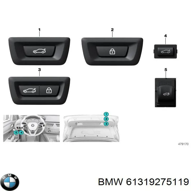 Do koszyka 61319275119 BMW Klamka bagażnika (drzwi 3/5 tylnych) zewnętrzna